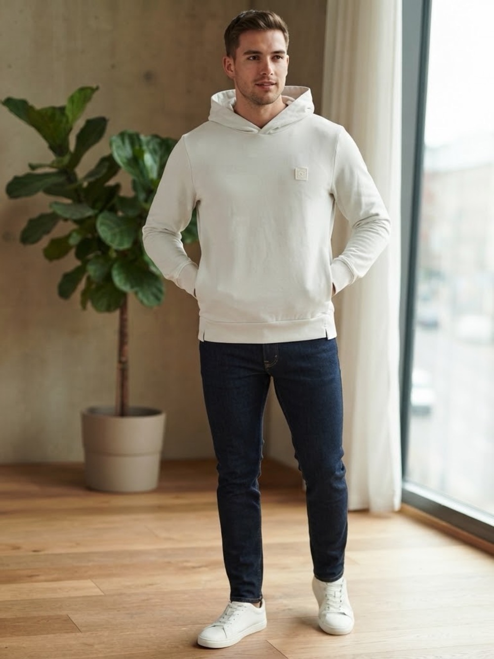 JACK & JONES STUDIO SWEAT HOODIE / Light beige / Size S